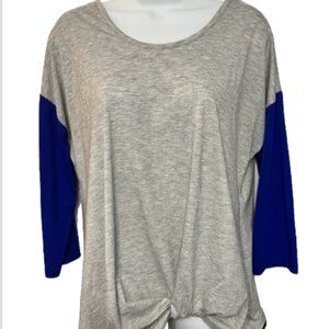 Live Well Ladies Large Dual Color 3/4 Sleeve Front Tie round neck shirt